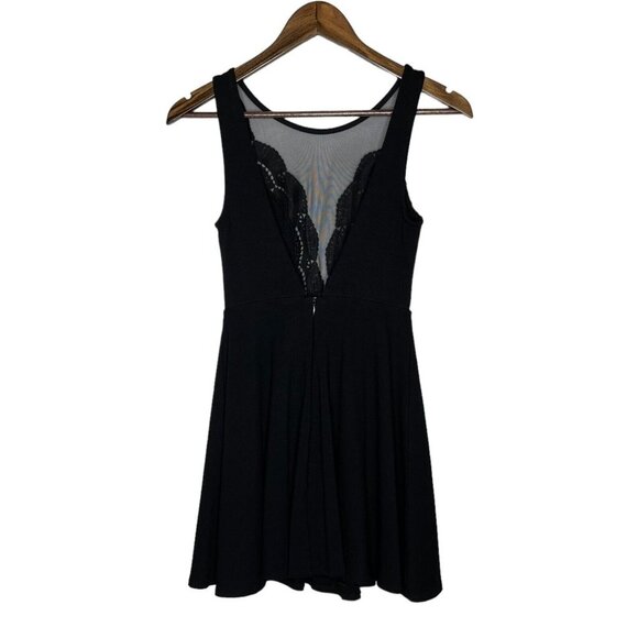 Lulus Women's Black I Promise Mini Skater Dress Lace Mesh Detail Size Small - Picture 2 of 8